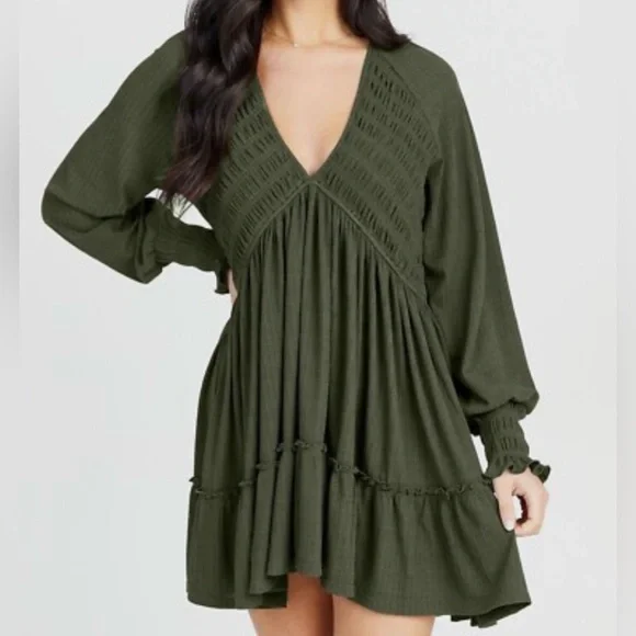 Altar'd State | Dresses | Altard State Deep Green Long Sleeve Dress |  Poshmark